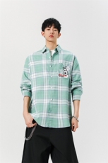 8XL-M小狗格子衬衫男长袖2025春情侣款寸衣宽松衬衣CS519P58控78，男装衬衫，电商D206-1