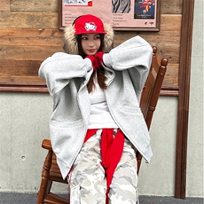 抖音得物高品质26春装美式高街重磅宽松结构高领连帽卫衣外套W60，女装短外套，电商A486
