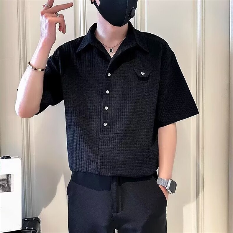 文艺青少年潮流2025年新款潮牌气质短袖衬衣夏季常规简约标准新款，男装针织衫/毛衣，星座506A