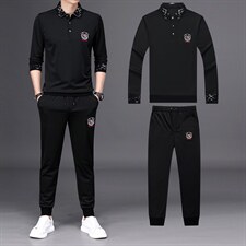 WL-K10秋季男式长袖长裤T恤两件套运动休闲圆领修身卫衣套装P199，男装休闲套装，电商B360