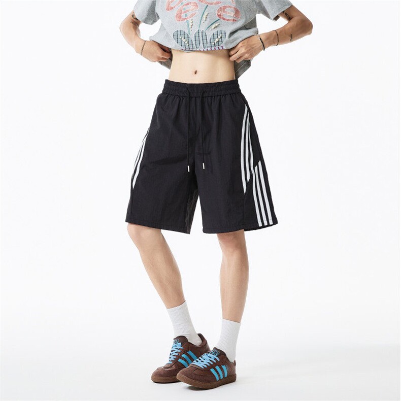 2025夏季新款美式条纹设计感休闲冰丝短裤B315-K25552-特p25控48,男装牛仔裤,电商B315
