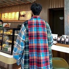 S122-P41美式宽松型拼色长袖衬衫，男装衬衫，星座1501-1