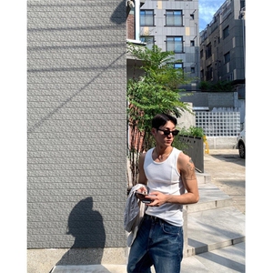 美式竖条螺纹修身针织背心男士夏季新款休闲弹力无袖坎肩T恤 BX11图片