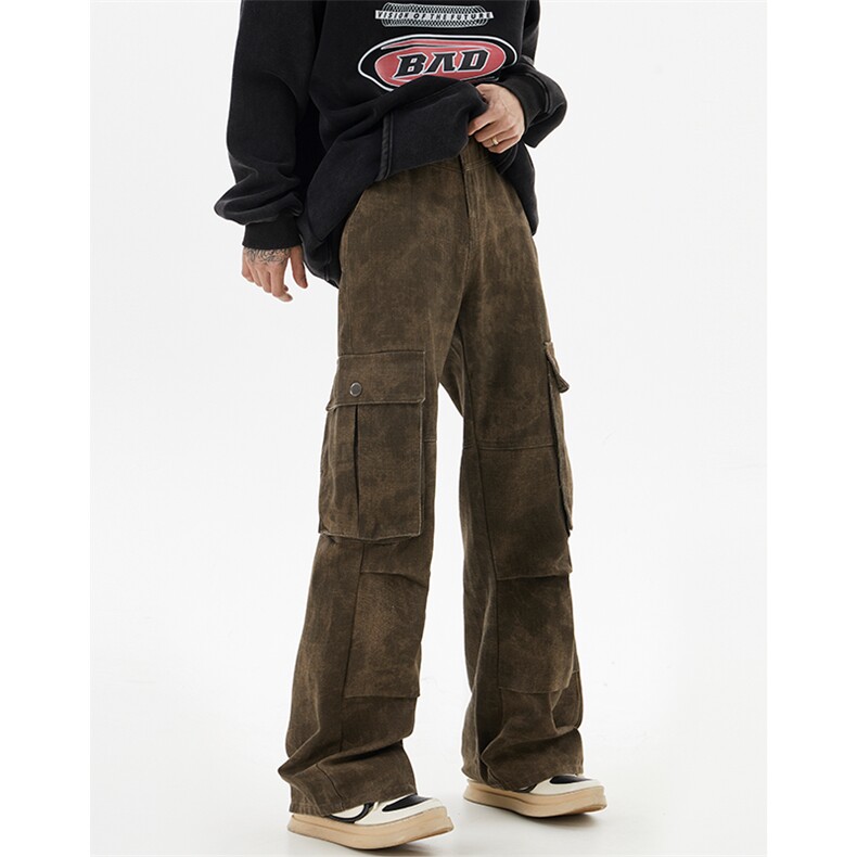 高街重工工装裤宽松复古直筒阔腿裤男23春装-B327-K811-P55，男装工装外套，电商B327