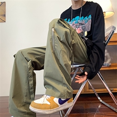 工装裤男春秋潮牌直脚韩版潮流春秋机能宽松男女休闲裤K07103-P40，男装休闲裤，星座308B-1