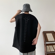 麂皮绒背心男坎肩T恤日系T复古美式T港风小众1016-1T221P35K49，男装背心/马甲，星座1016-1（原电商B408-1）