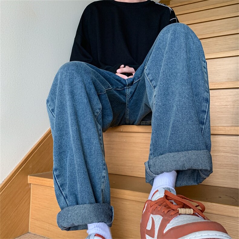 牛仔裤男款水洗直筒裤潮牌宽松ins阔腿拖地长裤子A080-9231-P30,男装牛仔裤,电商A080