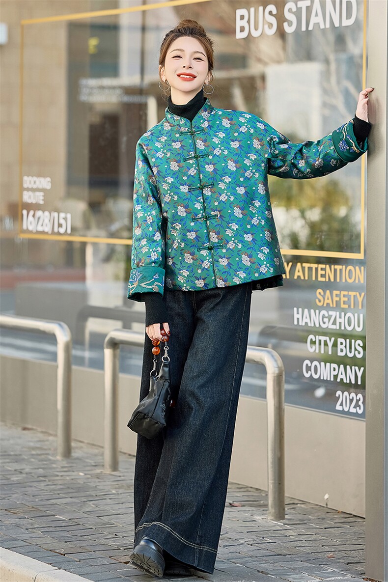 水衣源2609新中式提花短款立领羽绒服女,女装羽绒服,水衣源