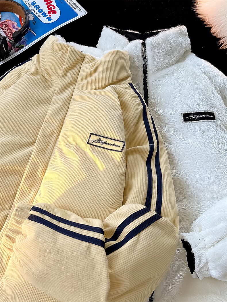 2025新款两面穿加厚棉服冬季灯芯绒情侣立领棉衣CM98852-P90特,男装棉衣,星座815A