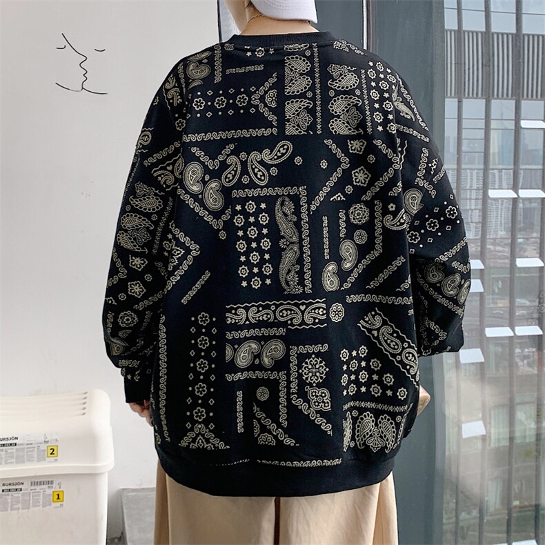 2023春季宽松休闲港风男士青少年潮牌圆领创意印花卫衣W408-P50,男装卫衣,电商A441-1