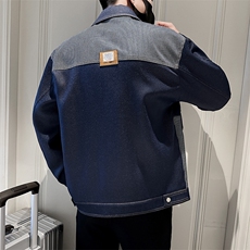 秋冬2023轻熟抖音小伙休闲牛仔拼色夹克店主风A236-JK5028-P130，男装夹克，电商A236
