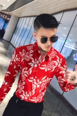 312A-741-P502020秋季波罗印花修身长袖衬衫男夜店发型师衬衣，男装衬衫，星座312A-5