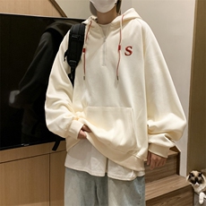 墨绿色半拉链连帽oversize重磅卫衣男美式复古春秋冬外套W024，女装短外套，星座1116A-1（原606A）