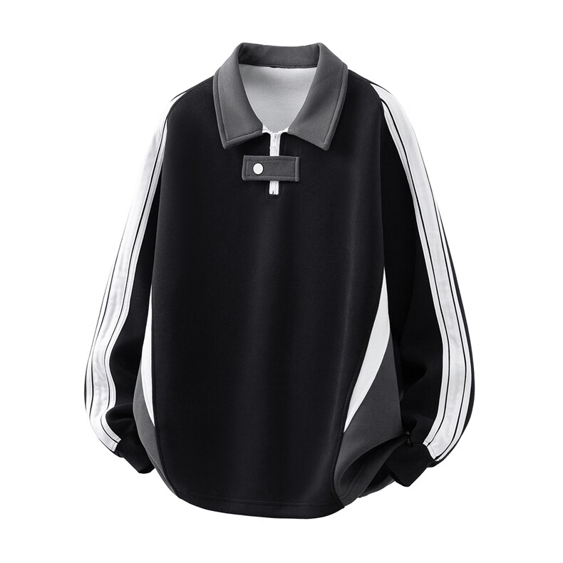 可二开半拉链POLO衫领M-5XL大码卫衣50%棉50%涤纶WY78116P65控98，男装Polo衫，星座227-7