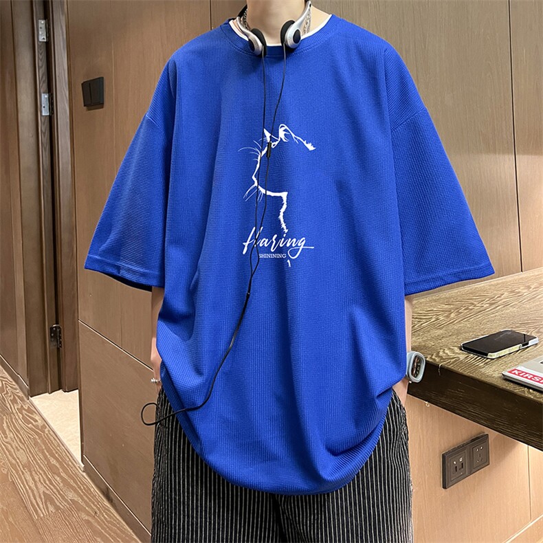 华夫格t恤男短袖男大码五分袖酒店风HT73344-P22,男装T恤,电商A040