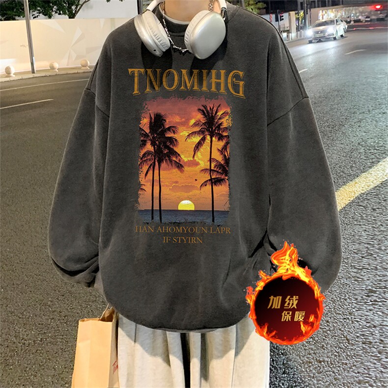 直播品质500克重磅美式做旧水洗卫衣H1352-常规特P45-加绒特P55,男装卫衣,电商A486