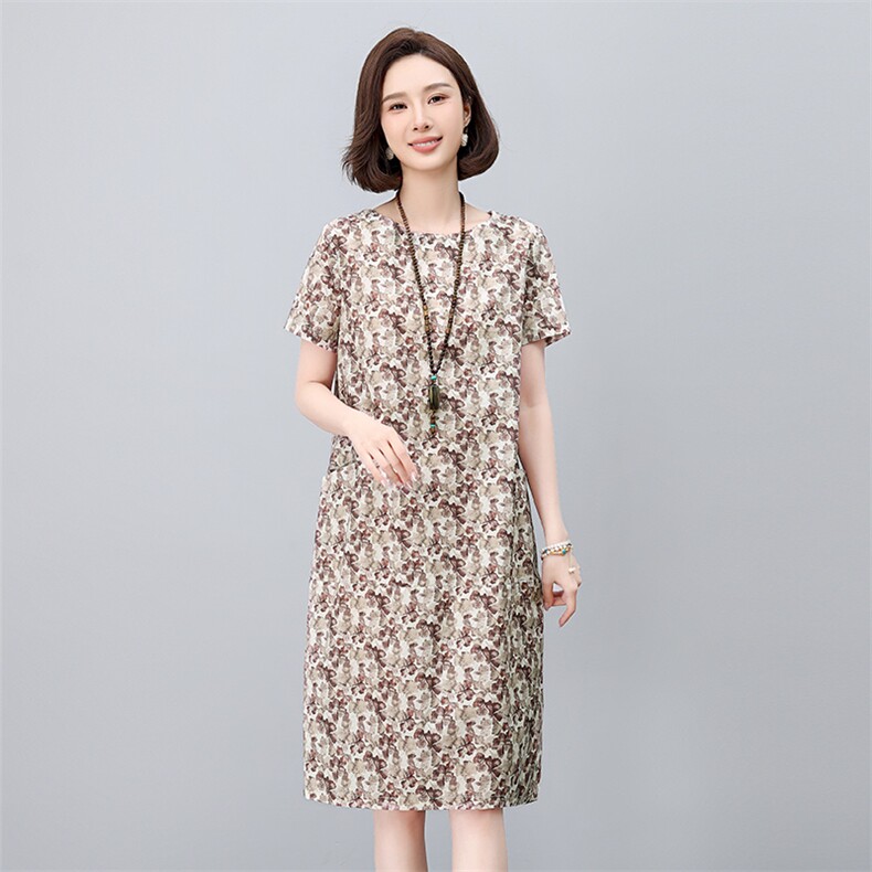现货2025年夏季时尚减龄印花文艺优雅连衣裙,女装连衣裙,依恋蒂丝