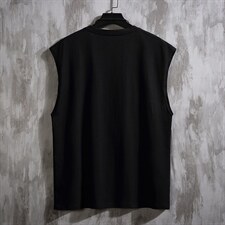 夏季短袖T恤男宽松坎肩加肥加大码日系无袖背心C417-T211-，男装T恤，天晨
