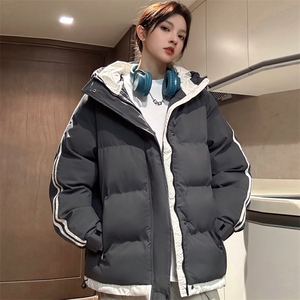 中性风冬季防水防寒加厚保暖光版俩条杆连帽棉衣二开 MY95811 P75图片