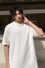 8XL-M特大码夏季短袖冰丝皱感透气T恤男潮垂感宽松半袖DX305P45，男装T恤，电商D206-1