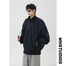 港风日系复古设计感拼接高领开衫夹克外套XZ213-JK4000-P60控88，男装夹克，星座213
