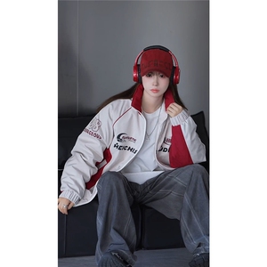 抖音视频截图只展示大货 印花立领机车潮牌棉服77950特P85图片