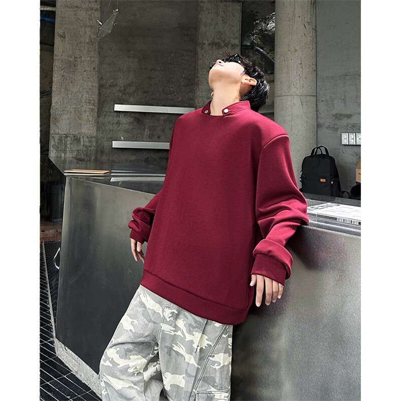 亲肤舒适设计高街痞帅潮男打底衫长袖垫肩小众机车卫衣打底P50,男装卫衣,电商B319