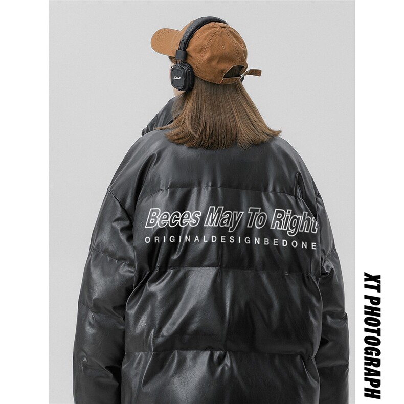 中性风23新款冬季时尚百搭宽松PU皮棉服外套MY455P115控158,男装棉衣,A247A