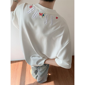 t恤男款夏季短袖cleanfit美式复古五分袖T0114-P40图片