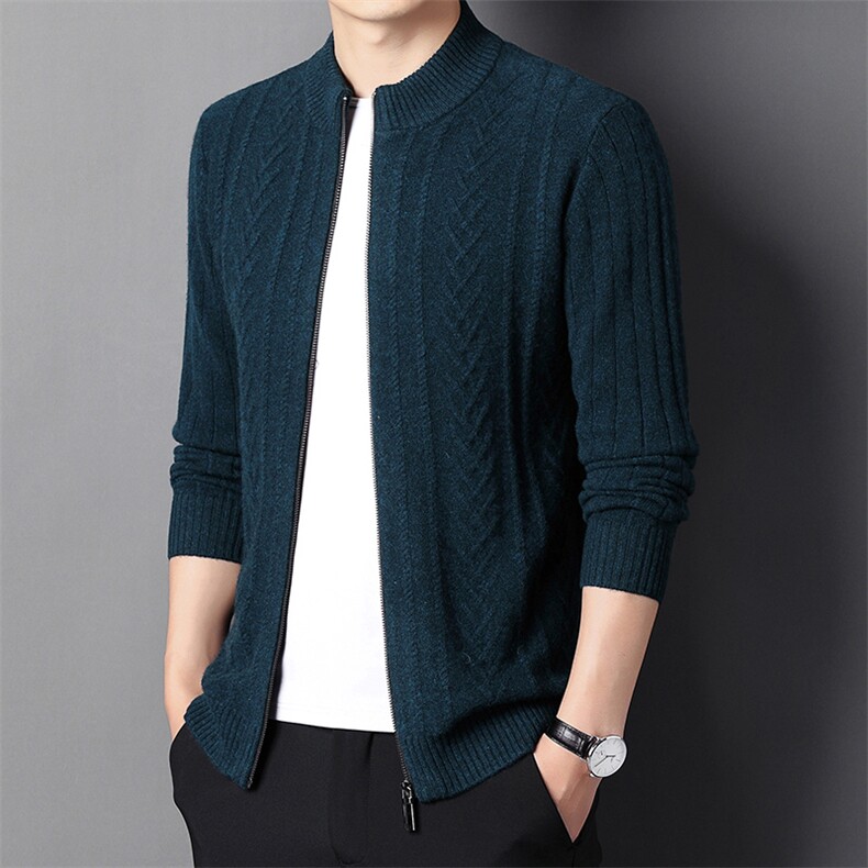 CM12359钱塘2020-2中年男士商务休闲简约纯色冬季厚款羊毛衫P185,男装针织衫/毛衣,钱塘207-2