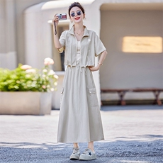 休闲气质设计感工装衬衫半裙套装24夏季新款时尚减龄套装，女装套装/套裙，难舍钰依