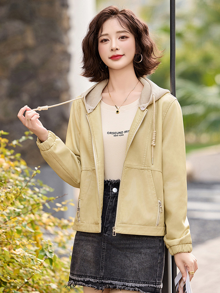 皮衣外套女短款2025新款春秋小个子韩版宽松时尚休闲PU皮夹克上衣,女装皮衣,臻衣坊