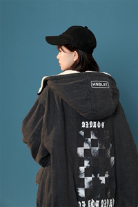 高品质休闲牛仔情侣连帽羊羔毛棉衣潮 A161-2-MY518-P145控165图片