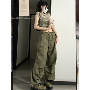 美式嘻哈复古多口袋宽松机能直筒裤降落伞兵工装裤男女休闲裤新款图片