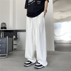 美式复古白色休闲裤男女24夏季潮牌纯色宽松直筒裤1001-1-H05-P45，男装休闲裤，星座1001-1