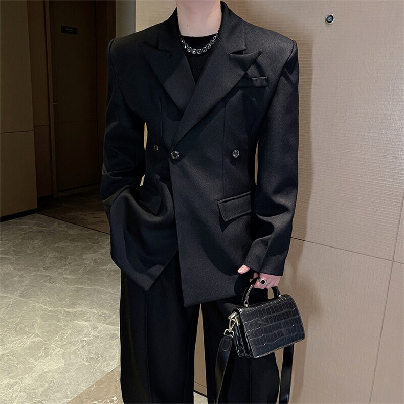 红小众立体垫肩廓形收腰西装男夜店男模轻奢西服XZ0090P130，男装西服，电商B267