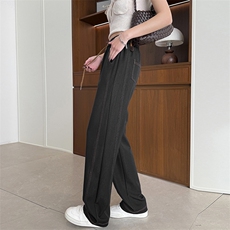 不掉色天丝牛仔裤女阔腿裤春季新款高腰小个子丹宁蓝弯刀裤，女装休闲裤，云美莎专业女裤-全店现货