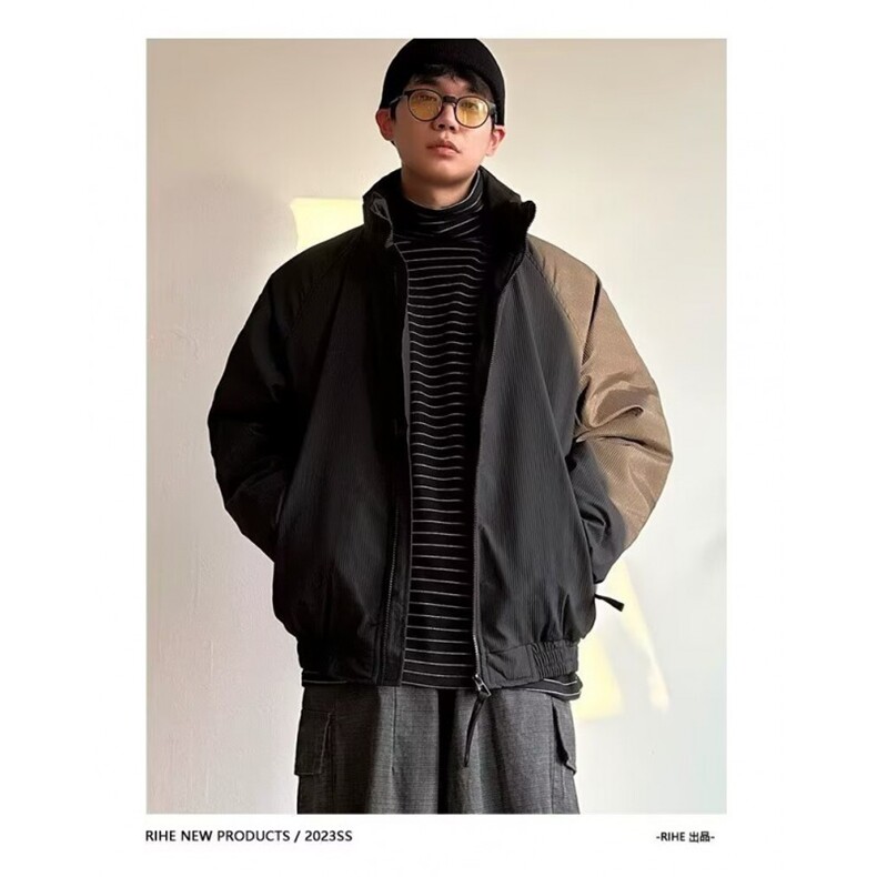 超保暖加厚冬季条纹棉服男士日系文艺拉链立领潮流YSDL-A91-P83,男装棉衣,星座1109-3