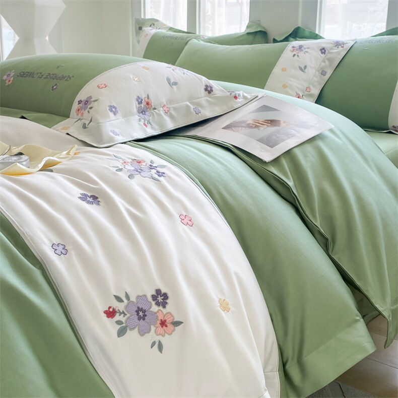 新款全棉刺绣绣花四件套系列-黛莉，床品套件，一起卖家纺