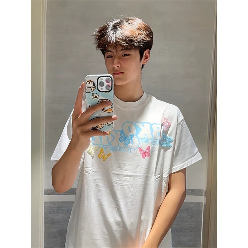 万针全刺绣工艺抖音得物高品质260克重磅纯棉双纱美式高街短袖T恤，男装T恤，电商A486