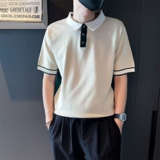 时尚高级拼色短袖polo衫男夏季新款痞帅翻领T恤潮流商务修身男装，男装T恤，星座506A