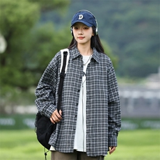 2025秋季潮流格子衬衫男港风休闲长袖外套青少年男装2377P35，男装衬衫，星座1107-1