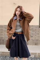 美拉德复古格子拼接麂皮绒外套女秋季2025新款宽松松弛感休闲夹克，女装短外套，2C159