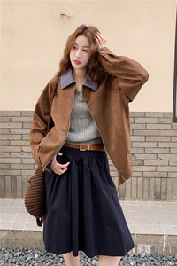 美拉德复古格子拼接麂皮绒外套女秋季2025新款宽松松弛感休闲夹克图片