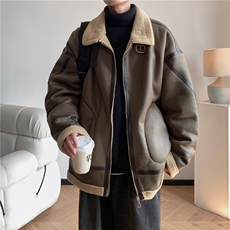 新款港风大码棉衣外套皮毛一体男加厚棉袄MY198P128控198，男装棉衣，电商A029