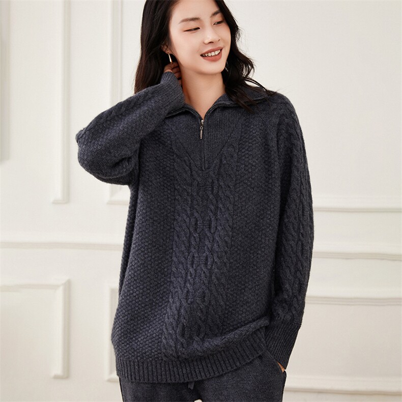 秋冬显瘦毛衣女宽松休闲打底针织35%山羊绒衫,女装羊绒衫,杭跃羊绒