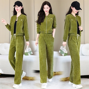 时尚休闲运动两件套棒球服女款宽松显瘦长袖外套+阔腿裤套装图片