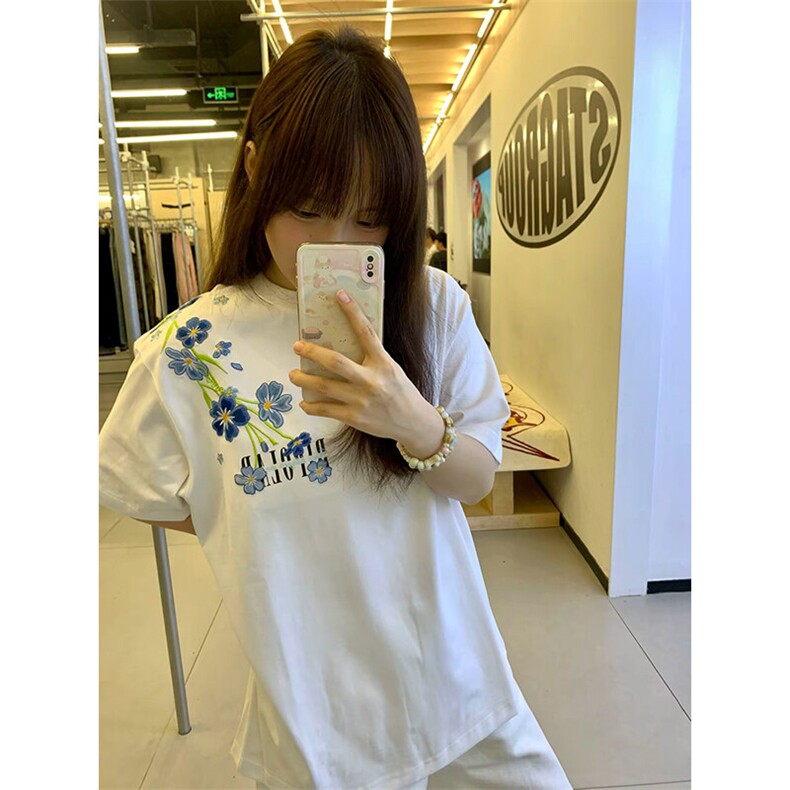 万针全刺绣解构设计260克重磅双纱纯棉高品质美式高街短袖T恤特39,男装T恤,电商A486-1