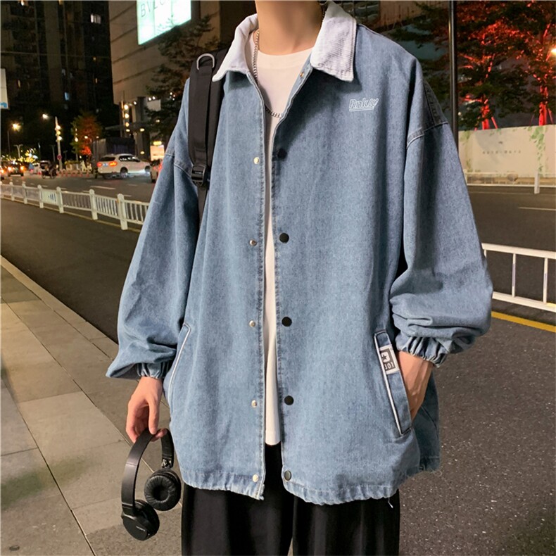 ins港风原宿宽松牛仔秋季潮流炸街夹克休闲百搭牛仔衣 W1561-P58图片