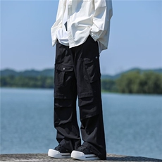 ER9065-P48户外机能工装长裤男女同款褶皱伞兵裤军裤阔腿休闲裤，男装工装外套，电商C233